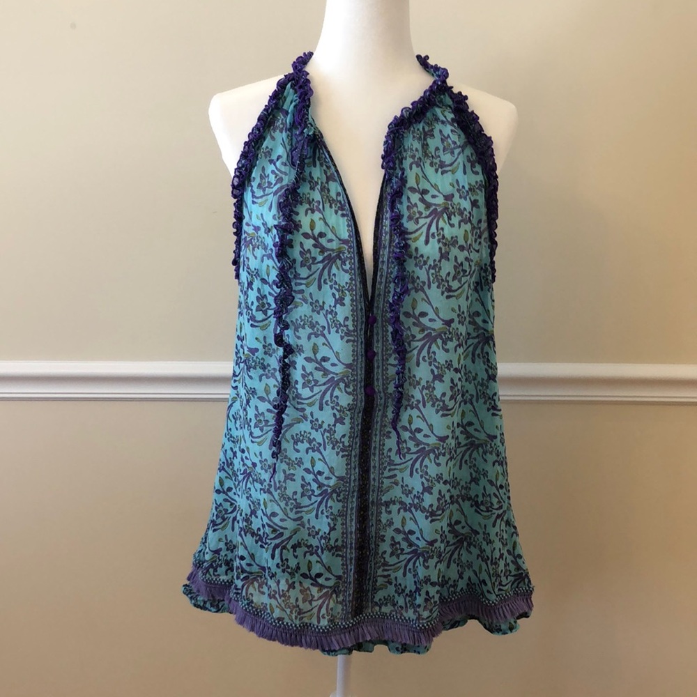 Poupette St. Barth Swim Beach Cover Up Dress Blue and Purple Size 1 EUC
